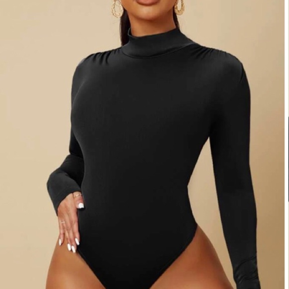 SHEIN Mock Neck Body Suit Small In Black